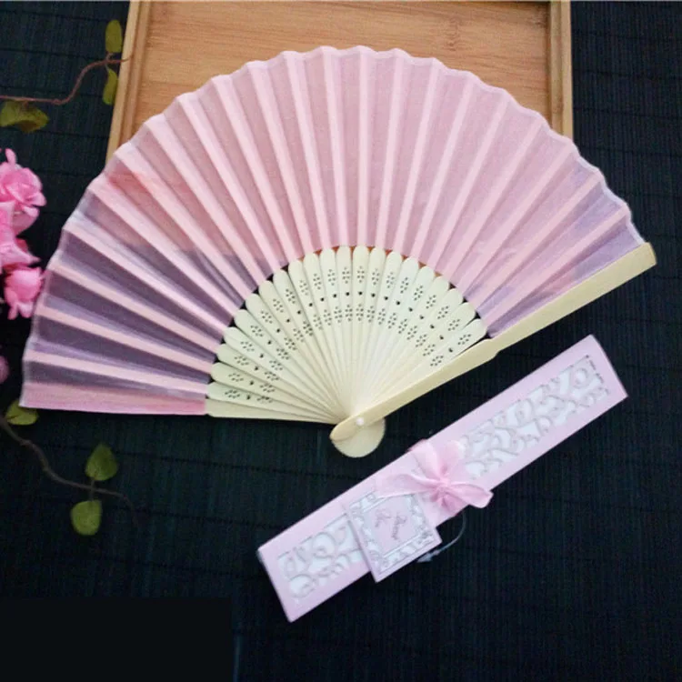

70pcs/lot Personalized Luxurious Silk Fold hand Fan in Elegant Laser Cut Gift Box +Party Favors/wedding Gifts