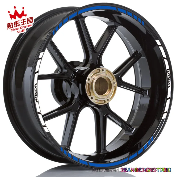Для CBR600RR CBR1000RR CBR300R CBR500R CB1000R CB650 VFR1200 800 NC700 CB1100 наклейка для колес Светоотражающие Мотоцикл Наклейка на обод - Цвет: outside Blue