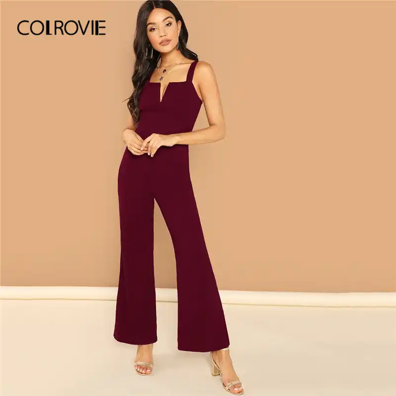 burgundy dressy jumpsuit