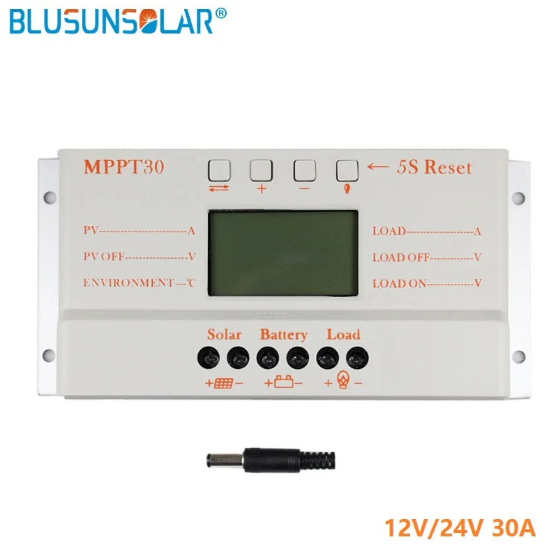 

LCD Screen Display Overload Protection10A 20A 30A MTTP Intelligent Solar Panel Charger Controller with USB Output Port