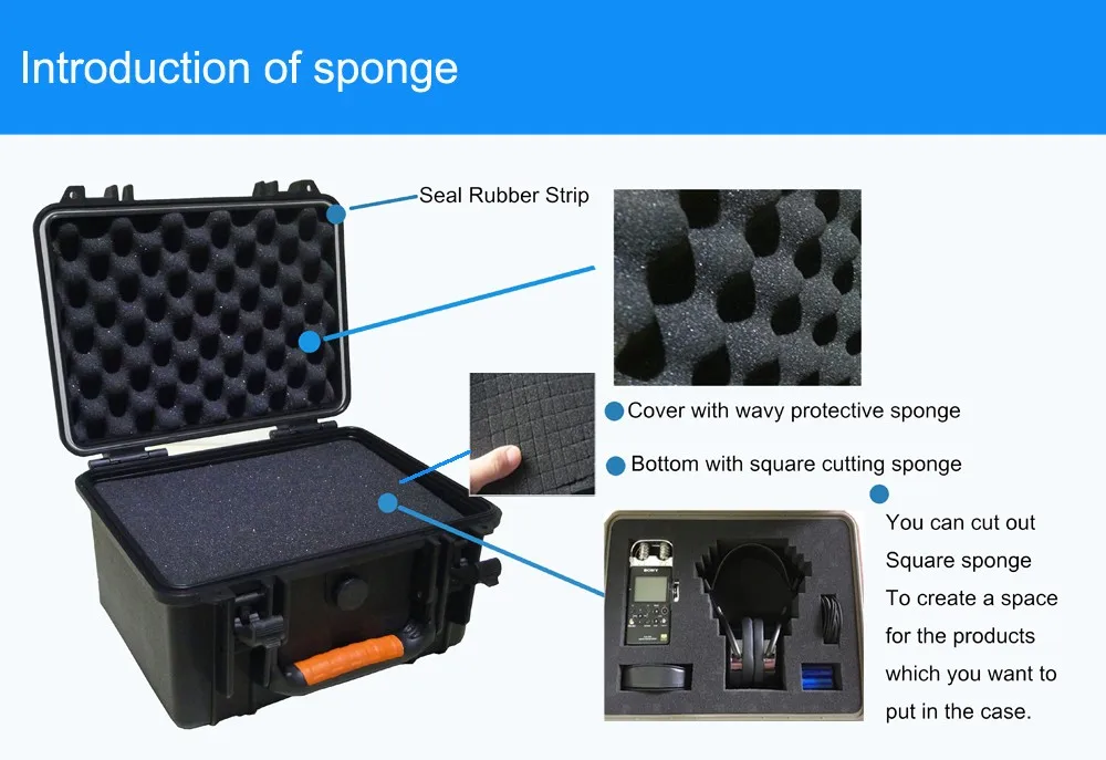 ABS Plastic Sealed Waterproof Tool Box Safety Equipment Toolbox Suitcase Impact Resistant Tool Case Shockproof with Foam