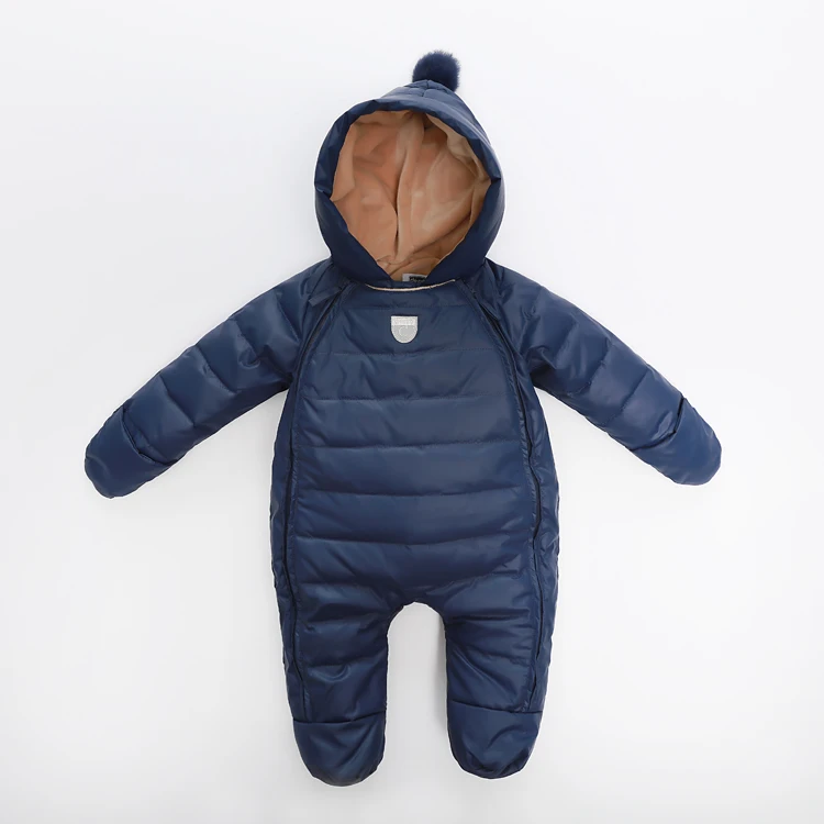 Зимний теплый Детский комбинезон с защитой от холода костюм для новорожденных мальчиков и девочек меховой комбинезон верхняя куртка пальто