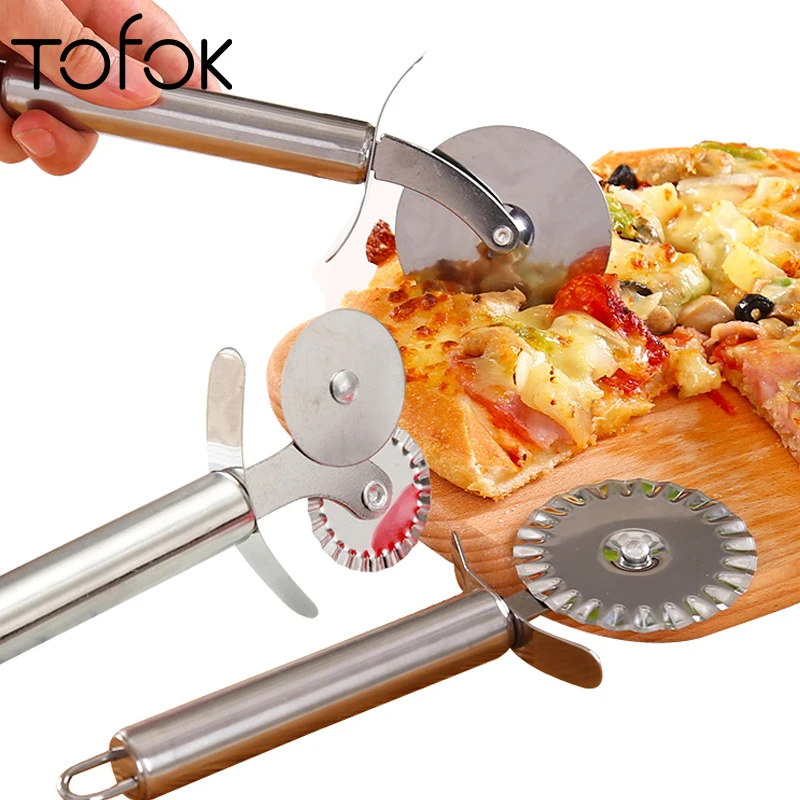 

Tofok Stainless Steel Pizza Cutter Round Shape Pizza Wheels Cake Bread Pies Butter Cutter Pastry Pasta Dough Kitchen Baking Tool