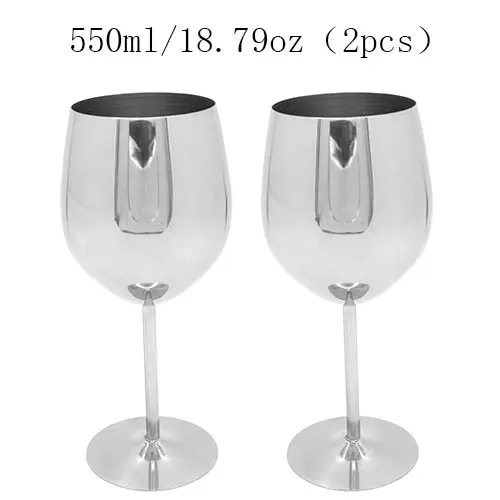 2PC 550ml Polish 2 шт. бокалы для вина из нержавеющей стали бокалы Кубок шампанского бар вечерние банкетные Небьющиеся BPA бесплатно небьющиеся стальные посудомоечные машины - Цвет: 2PC 550ml Polish