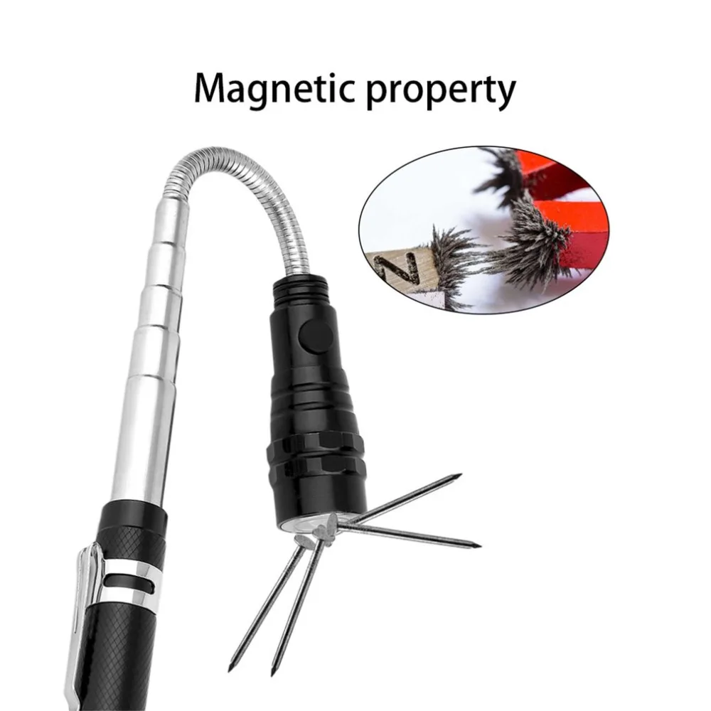 Гибкий Магнитный Телескопический 3 светодиодный фонарь-фонарик, магнитный инструмент с длинной досягаемостью, многофункциональный алюминиевый чехол