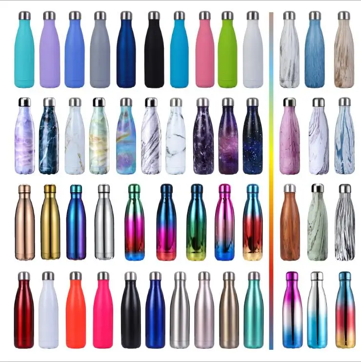 

17oz 500ml cola Water Bottle Double Wall stainless steel Vacuum Thermos Stone Wood grain Cup Coke Mug