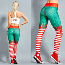 Леггинсы с рождественским принтом эластичные леггинсы с высокой талией дышащие рождественские штаны