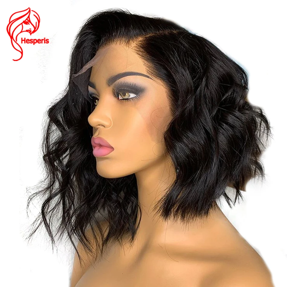 HesperisLace спереди человеческих волос парики для Для женщин предварительно сорвал с 13x6 кружева фронтальной парик Remy бразильские волнистыми