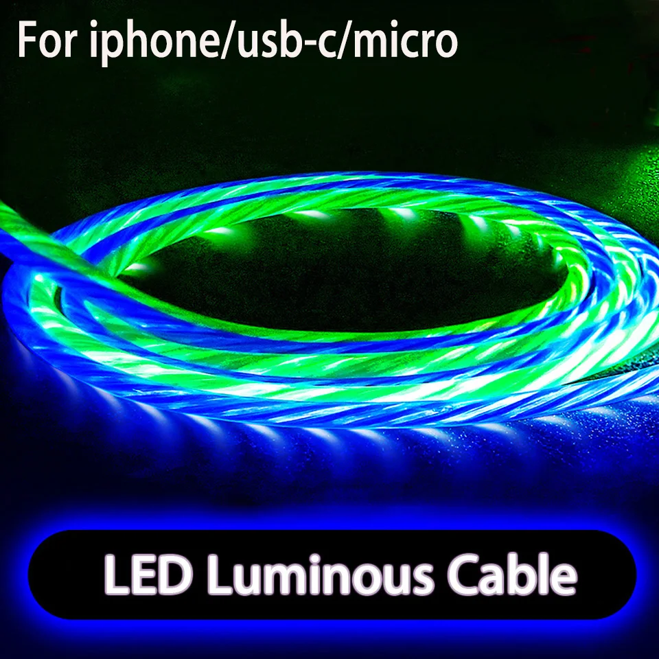 

LED Luminous Glow Usb Charging Cable for For Samsung S9 Note 9 S10 S10+ M10 A7 LG HTC Flowing Kabel Mobile Phone Charger Cables