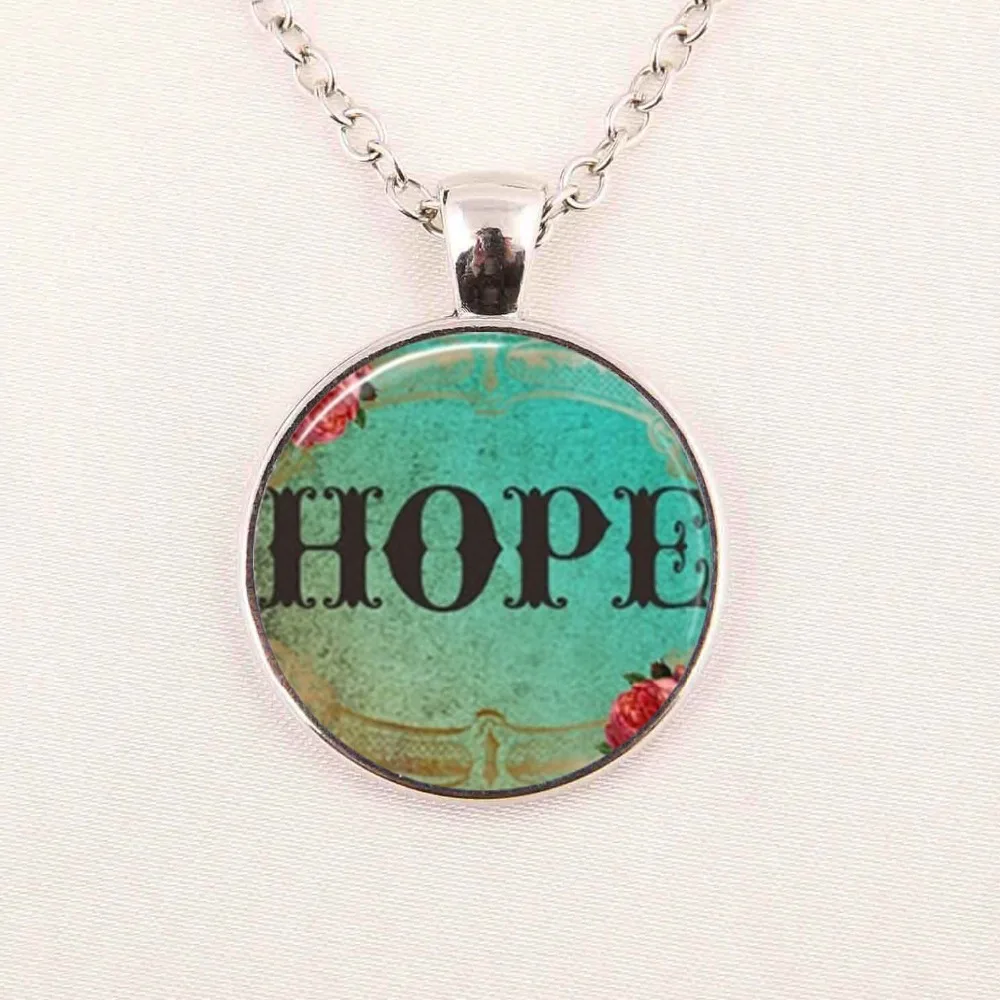 Wholesale Glass Art Picture Necklace Faith Believe Hope Necklace