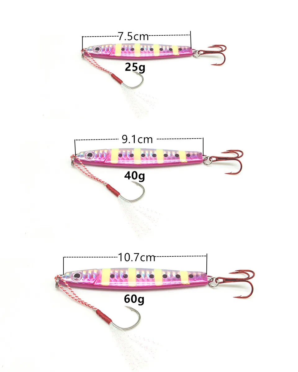SUNMILE 1 шт., 25 г, 40 г, 60 г, металлический джиг, приманка для рыбалки, приманка для джига, жесткая приманка, рыболовная снасть, искусственная блестка