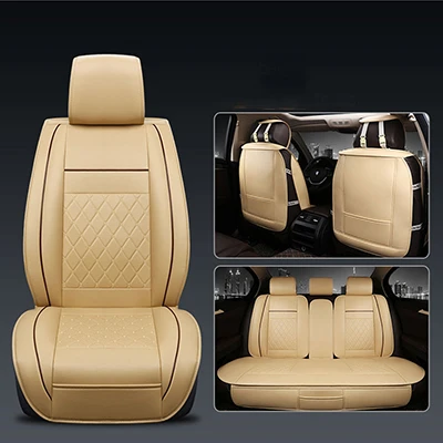 Универсальные чехлы для сидений автомобиля из искусственной кожи для Toyota Corolla Camry Rav4 Auris Prius Yalis Avensis SUV Автомобильные аксессуары Автомобильные палочки - Название цвета: beige no pillow