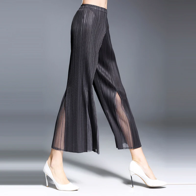 Changpleat женские брюки черные 2017 Miyak плиссированные высококачественные модные