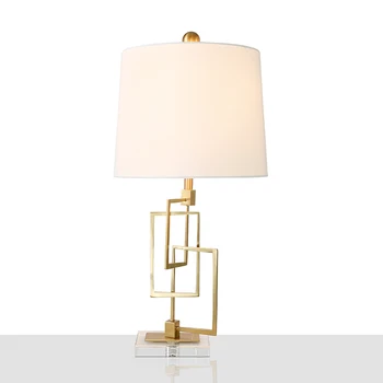 

SGROW Creative Simple Table Lamp Metal Crystal Lampara Creative Design Desk Light for Living Room Study Fabric Lighting Fixtures