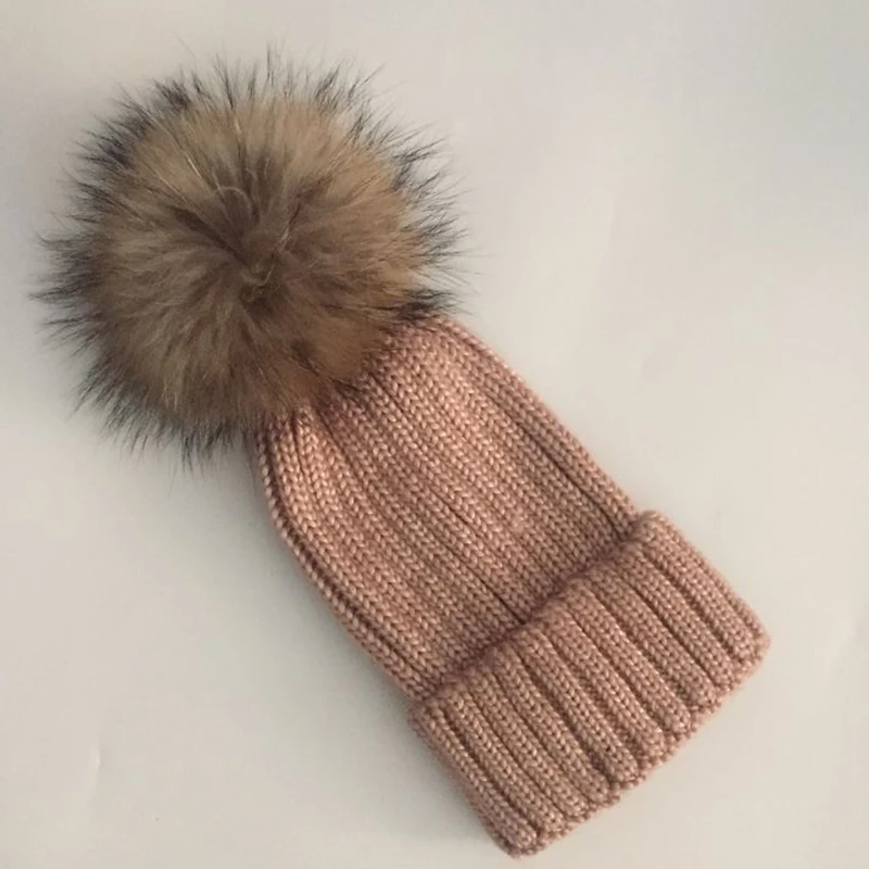 

Fashion Real Fox Fur Pompoms 15cm Hats For Women Girl Winter Hat Solid Wool Acrylic Skullies Beanies Snapback Hats New Brand