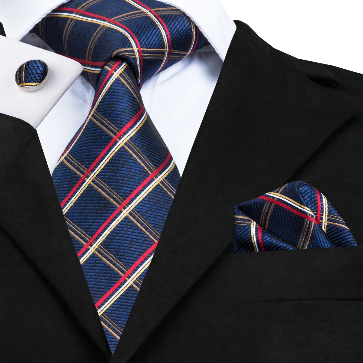Buy SN 1686 Classic Plaid Ties For Men Blue Business