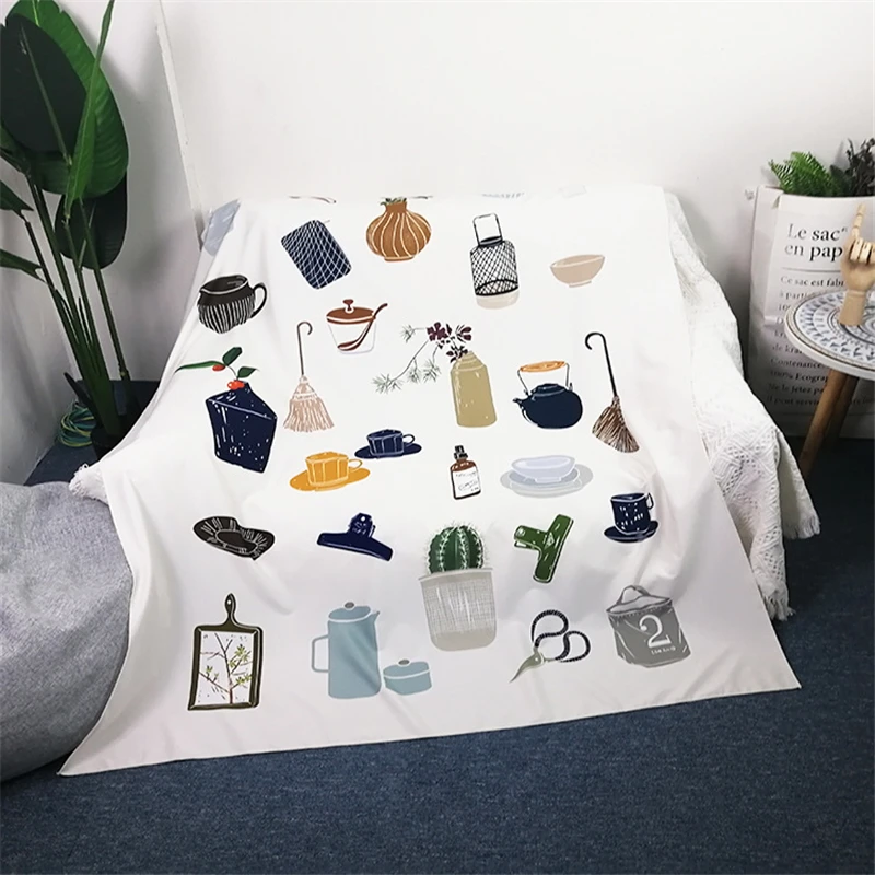 Daily Small Thing Pattern Girl's Bedroom Hanging Tapestry Home Decor Soft Wall Tapestry Multifunction Dustproof Cover 130*150cm Daily Small Thing Pattern Girl's Bedroom Hanging Tapestry Home Decor Soft Wall Tapestry Multifunction Dustproof Cover 130*150cm