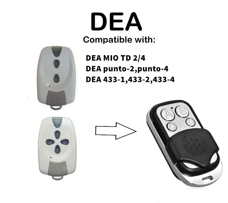 

DEA DEA MIO TD 2/4 Compatible Remote Control Rolling code 433.92MHz.