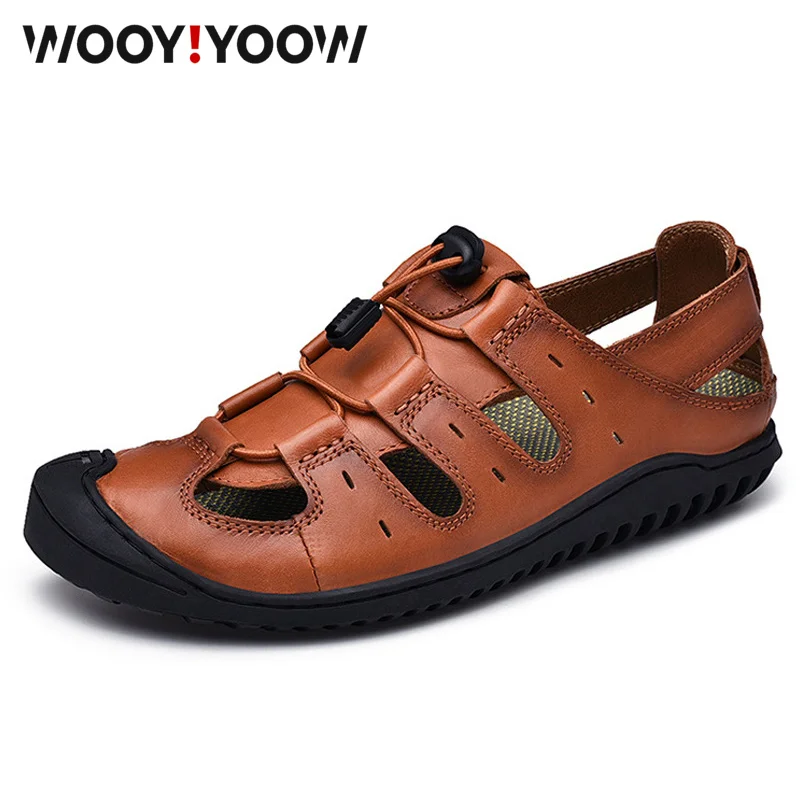 

Men's sandals 2019 summer new style Men's casual shoes Genuine Leather Breathable First layer cowhide Beach shoes