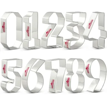 KENIAO Numbers Cookie Cutter Set for Kids Party - 9 Piece - Biscuit / Fondant / Pastry / Bread Cutter - Stainless Steel