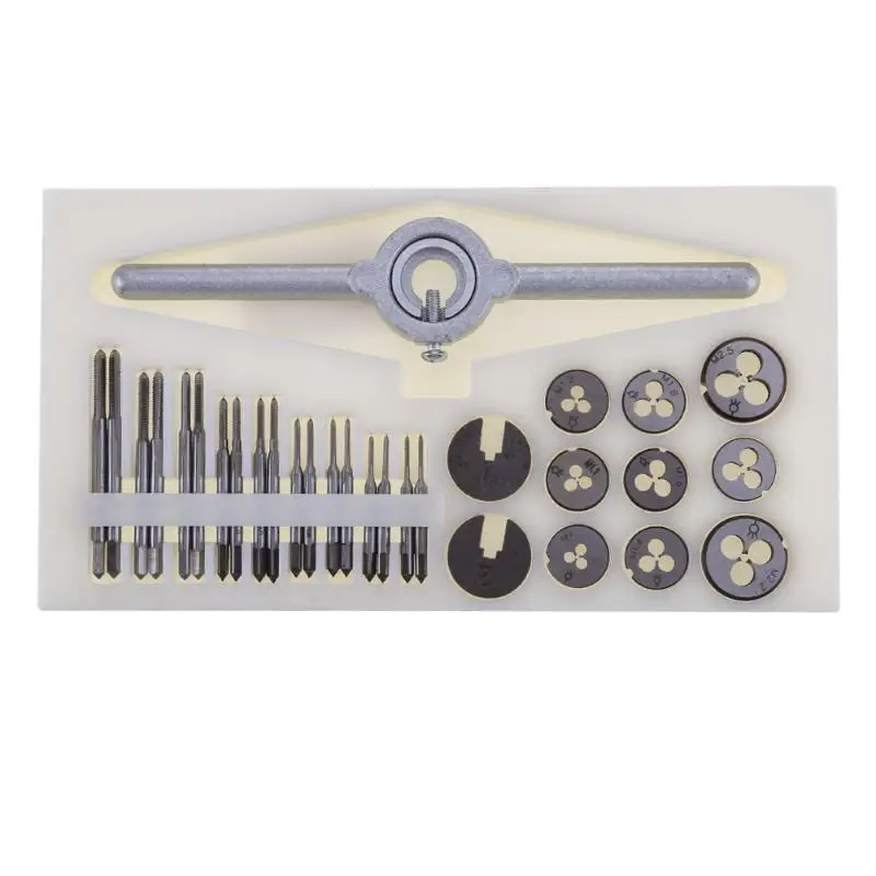 

31Pcs/Set M1-M2.5 Metric Screw Thread Plugs Straight Taper Reamer Tools Adjustable Taps Dies Wrench For Car Repairing Hand Tool