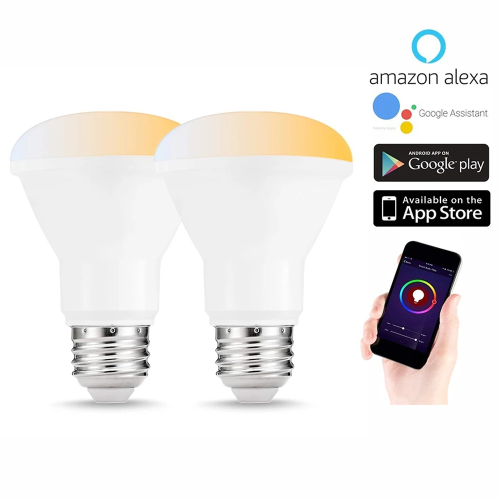 

Smart Light LED Bulb E26 Lamp Wi-Fi Dimmable 50W Flood Light Equivalent 8W Tunable Compatible with Alexa&Google Assistant-2Pack)
