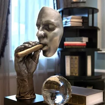 

Abstract Smoking Cigar Man Portrait Sculpture Resin Figure Bust Decor Crafts Ornament for Business Gift and Art Collection L3208