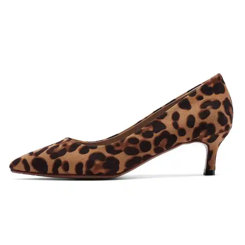 Krazing pot/бархатные флоковые туфли-лодочки из натуральной кожи с острым носком без шнуровки на высоком каблуке-шпильке в европейском стиле; винтажные туфли-лодочки с леопардовым принтом; l19 - Цвет: leopard 5cm