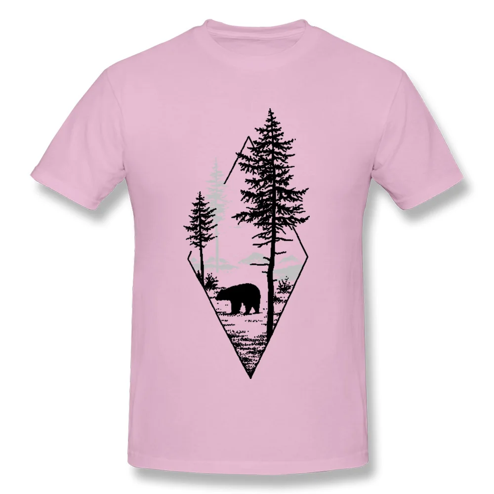 Bearintheforest190612 Custom Mother Day 100% Cotton Crewneck Male Tops Shirts Normal Tops & Tees Classic Short Sleeve T-Shirt Bearintheforest190612 pink