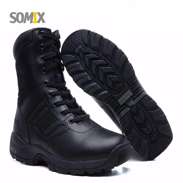 Cheap Somix Waterproof Genuine Leather Hiking Shoes Oil Resistant Training Shoes Men Sport Camping Tactical Boots Outdoor Combat Boots
