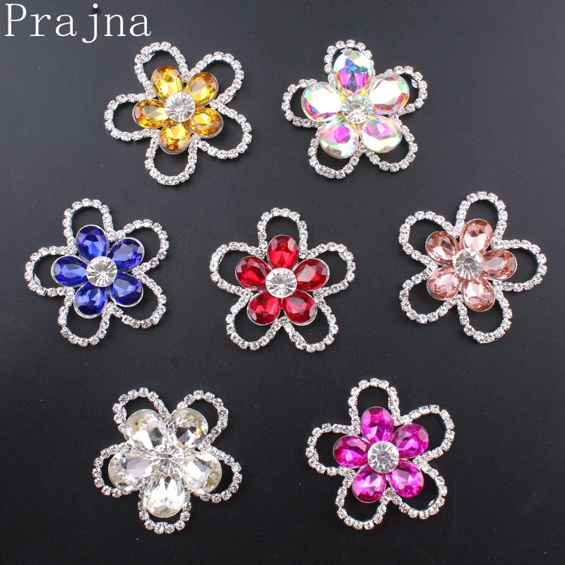 Prajna Sew On Glass Rhinestones Flower Rhinestones Button Flat back AB
