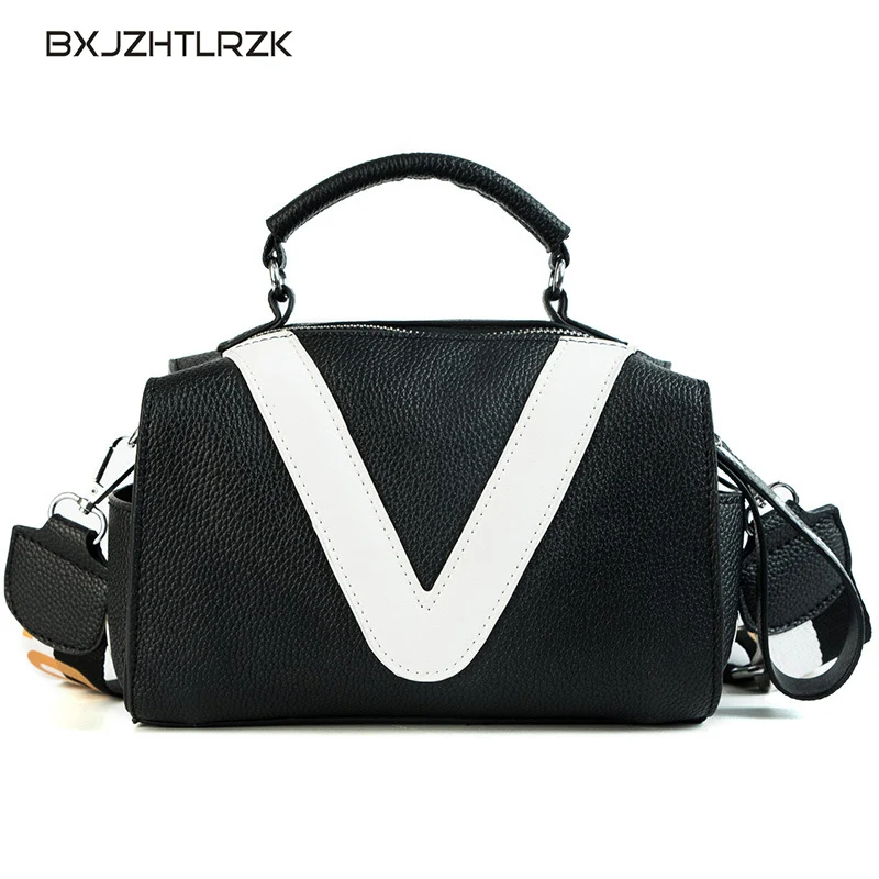 

BXJZHTLRZK 2018 Casual Style Hit Color Handbag Simple Design Korea Style Wild Shoulder Belt Crossbody Shoulder Bag