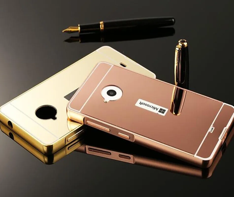 

Mirror Case For Microsoft nokia Lumia 640 Aluminum Frame + Hard PC Plating Back Cover For Nokia 950 950XL Metal Phone Cover Case