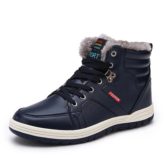Hiking Shoes Men Winter Outdoor Sneakers Keep Warm Fur Boots Man Anti Skid Snow Shoes Spring Waterproof Leather Trainers