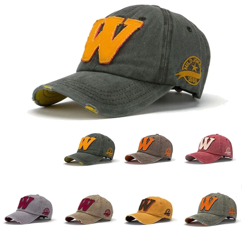 

Korean Fashion Letters W Baseball Cap Vintage Denim Casquette Gorras Planas Summer Sun Hats for Men and Women