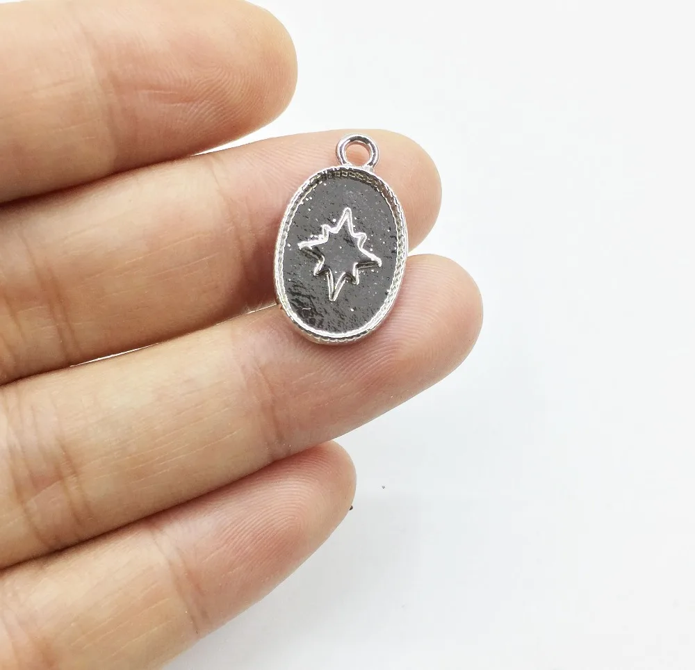 Eruifa 20 шт 12*18 мм звезда овальная монета сплав ожерелье, серьги браслет ювелирные изделия DIY ручной работы золото и Родий Серебро