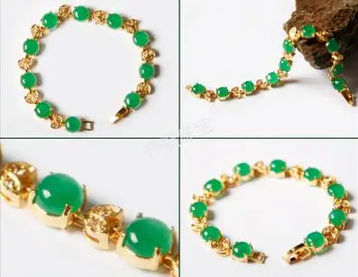 

Ladies green column chain bracelet jasper bracelet