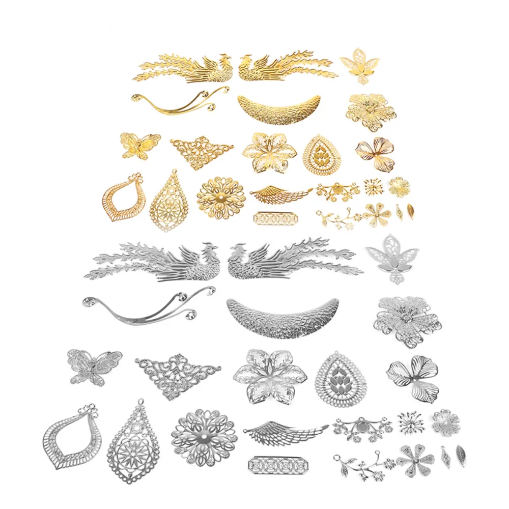 

Large Geometry Pierced Design Iron Crafts Metal Spacers Connectors Golden Silver Charms Pendant for DIY Jewelry Findings Making