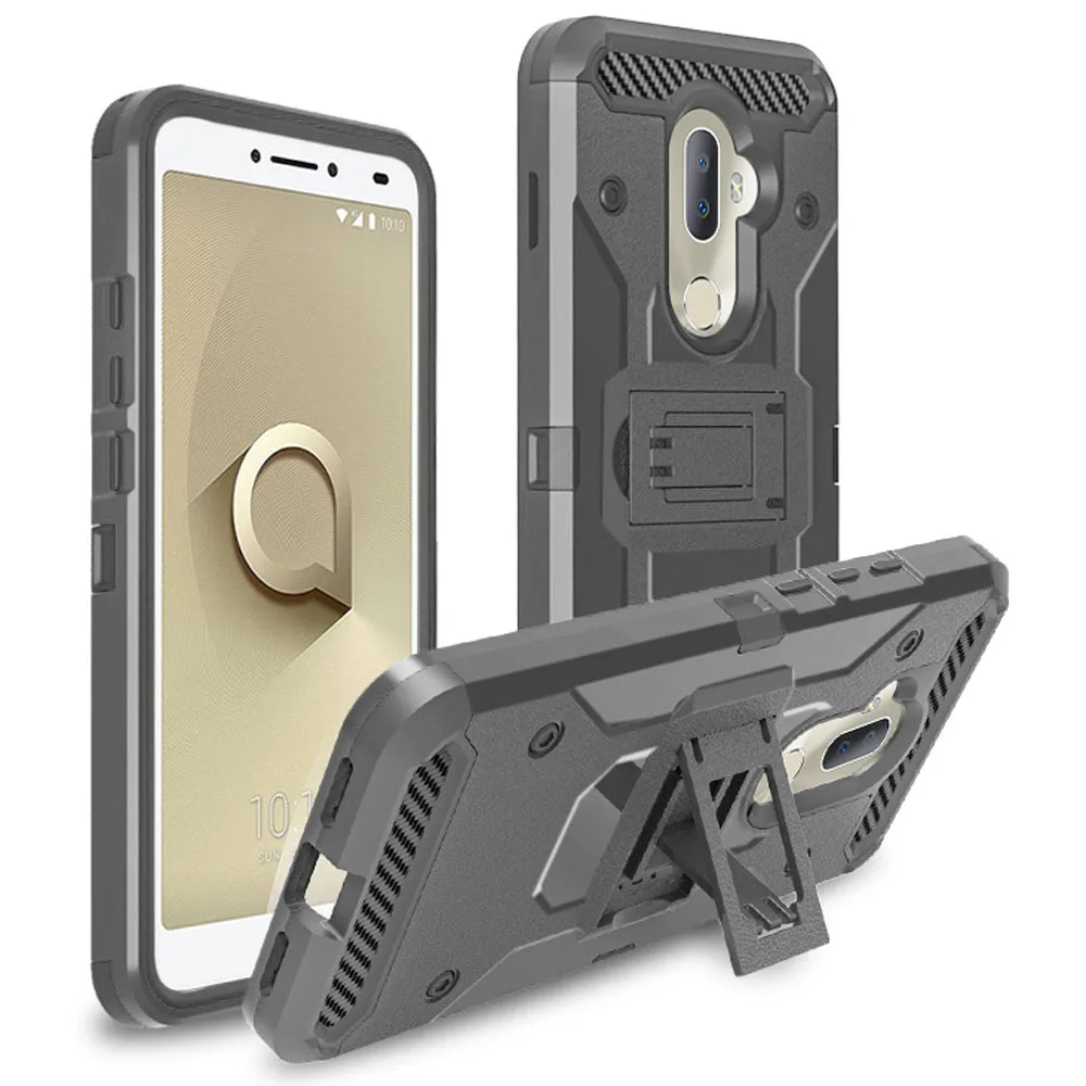 

Hybrid Armor Case Heavy Duty Anti Shock Protective Belt Clip Holster Cover For Alcatel 7 /7 Folio 6062W /REVVL 2 Plus (T-Mobile)
