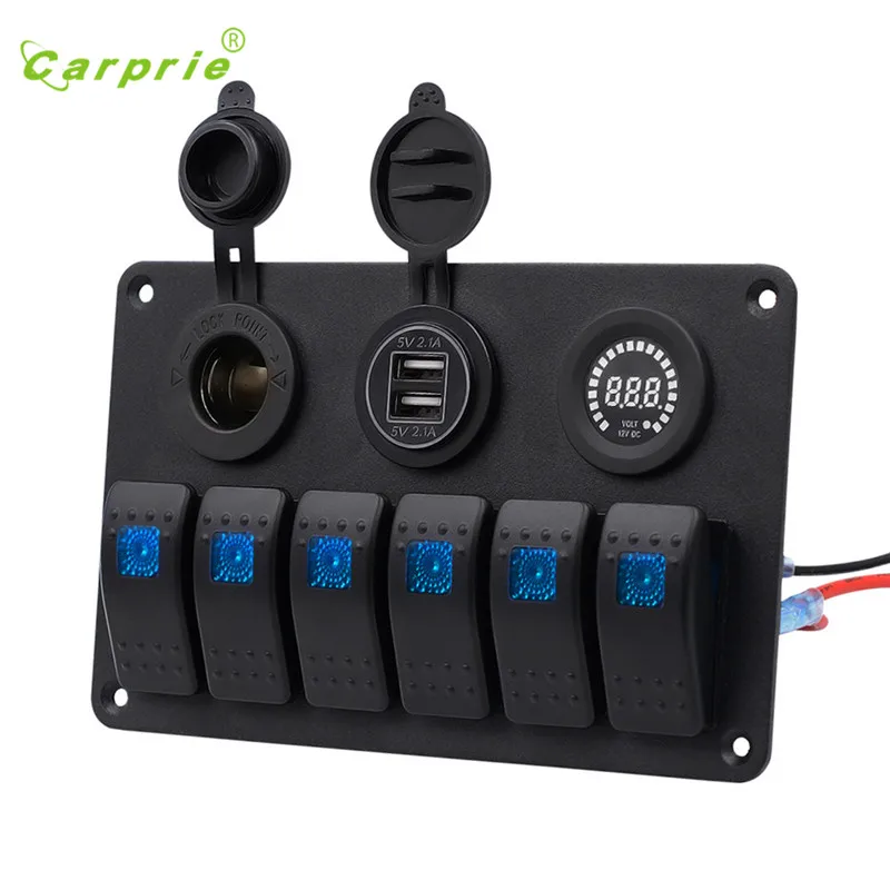 

Auto car-styling car styling car-switc4.2A 6 Gang Waterproof Car Auto Boat Marine LED Rocker Switch Panel Circuit Breakers mar08