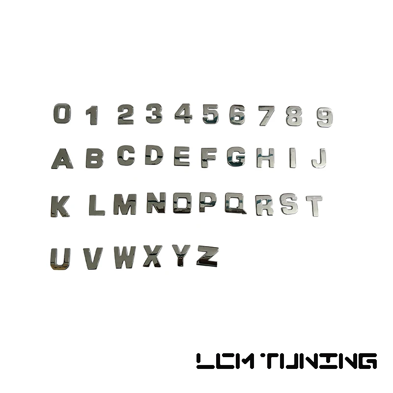 

For Full Car Body Metal Chrome Plated Numbers and Letters DIY Car Logo or Emblem or Badge Stickers