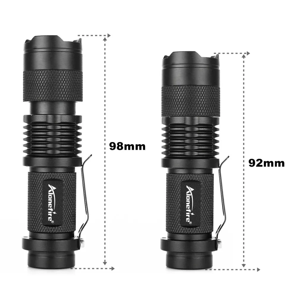 Alonefire SK68 CREE XPE Q5 светодиодный мини-фонарик Портативный Zoomable CREE Q5 светодиодный фонарь фонарик освещение для AA или 14500