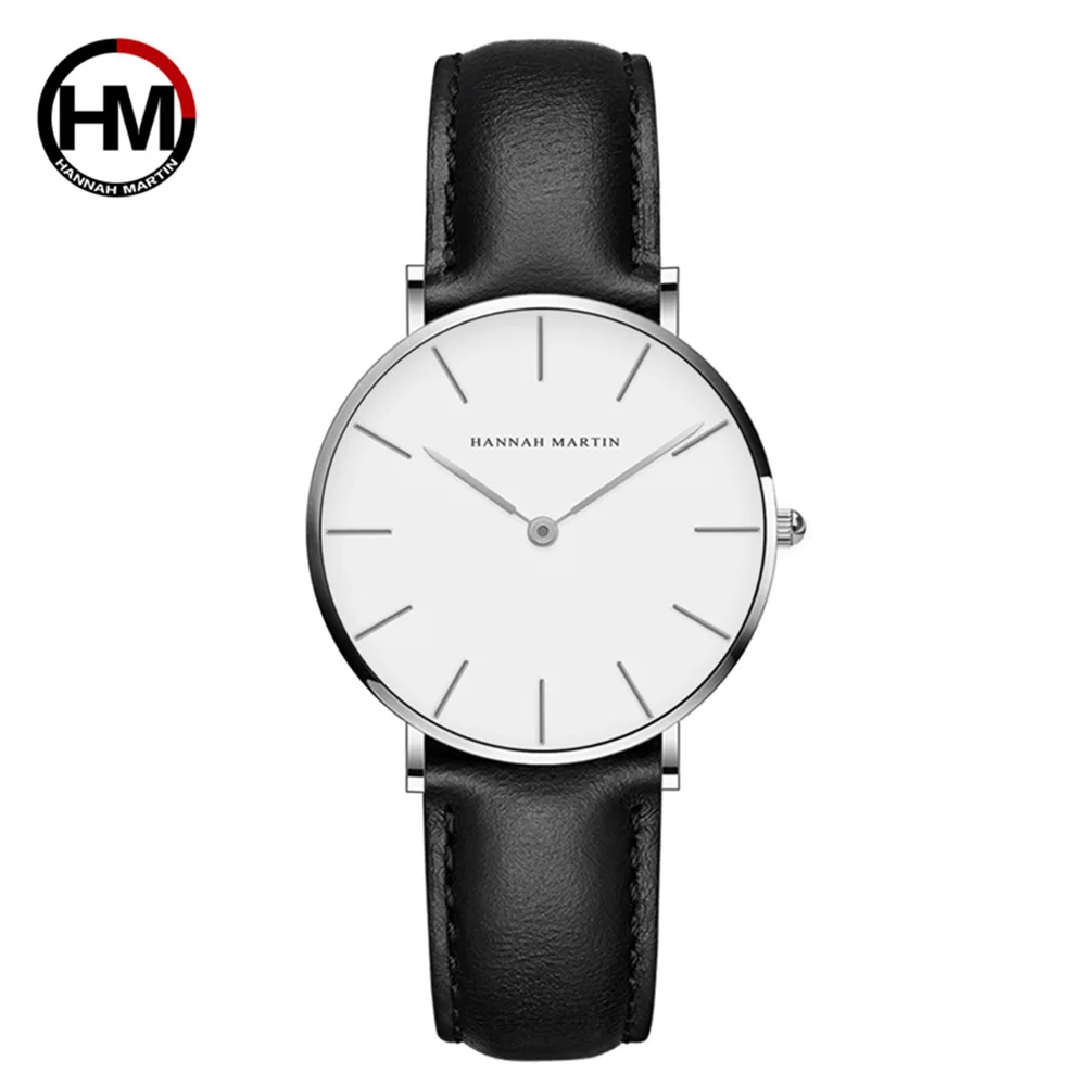 

HM 2019 Simple Quartz Analog Wristwatch Faux Leather Business Causal Watch Silver Top Brand Luxury Bracelet Relogio Feminino