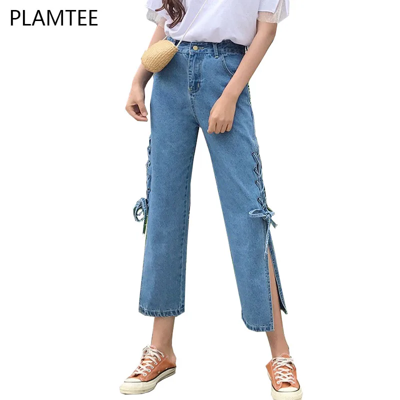 split side jeans