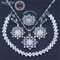 Продвижение 7 цветов груша кристалл кулон ожерелье серьги набор 925 пробы серебро элегантный ювелирный набор для женщин подарки на день святого валентина