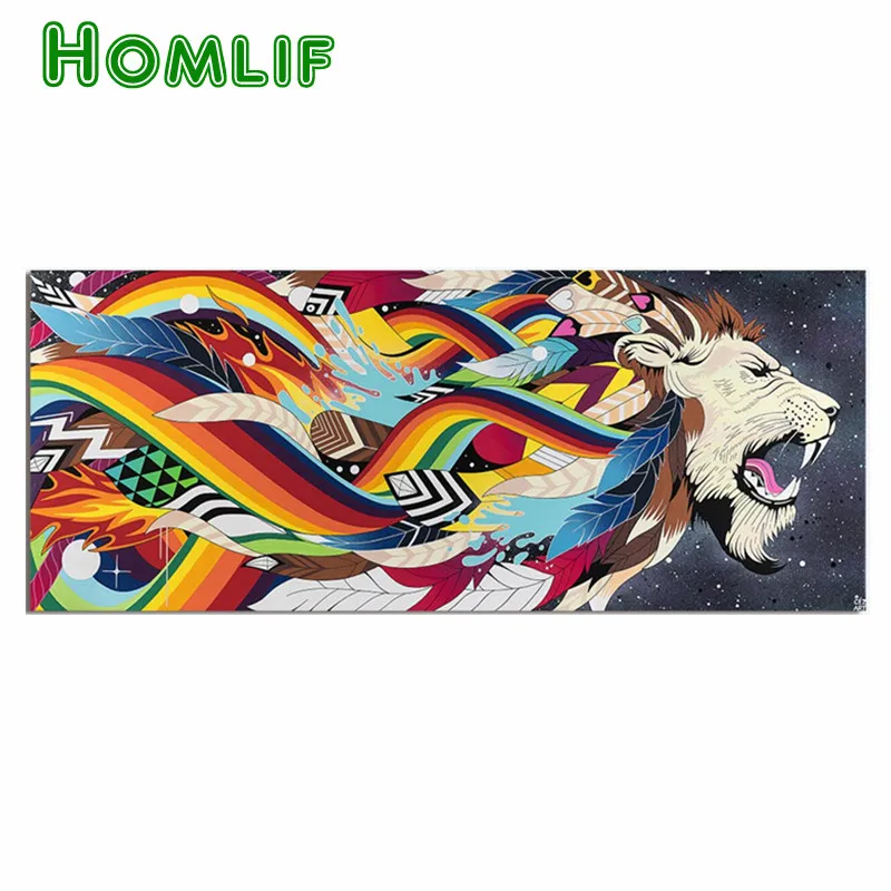 Colorful Lion King Feather Rainbow 5d diy custom diamond painting eigen foto attrape reves plumes mandala tree | Дом и сад