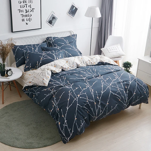 2018 темно серые ветви Bedlinens набор пододеяльников для пуховых одеял комплект из микрофибры полиэстер постельные принадлежности Твин