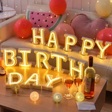 Battery / USB Powered 26 White Letter LED Marquee Sign Alphabet Light Wall Neon Night Light Bedroom Wedding Birthday Decor