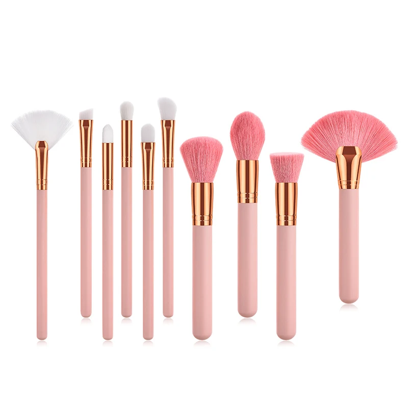 

2018 New 10pcs Pink Professional Makeup Brushes Set of Match wool High end Make up Brushes Gift for Woman Gift for Woman