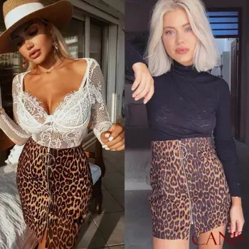 

Women's Leopard Printed Short Skirt High Waist Pencil Bodycon Hip Mini Skirts